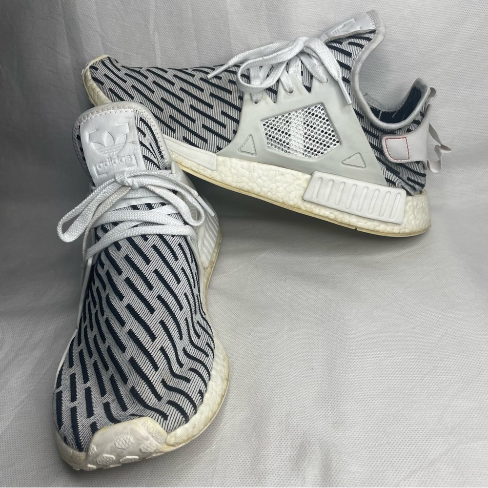 adidas NMD_XR1 Primeknit Zebra Trainers Mens Size US 13 Sock Top Sneakers White